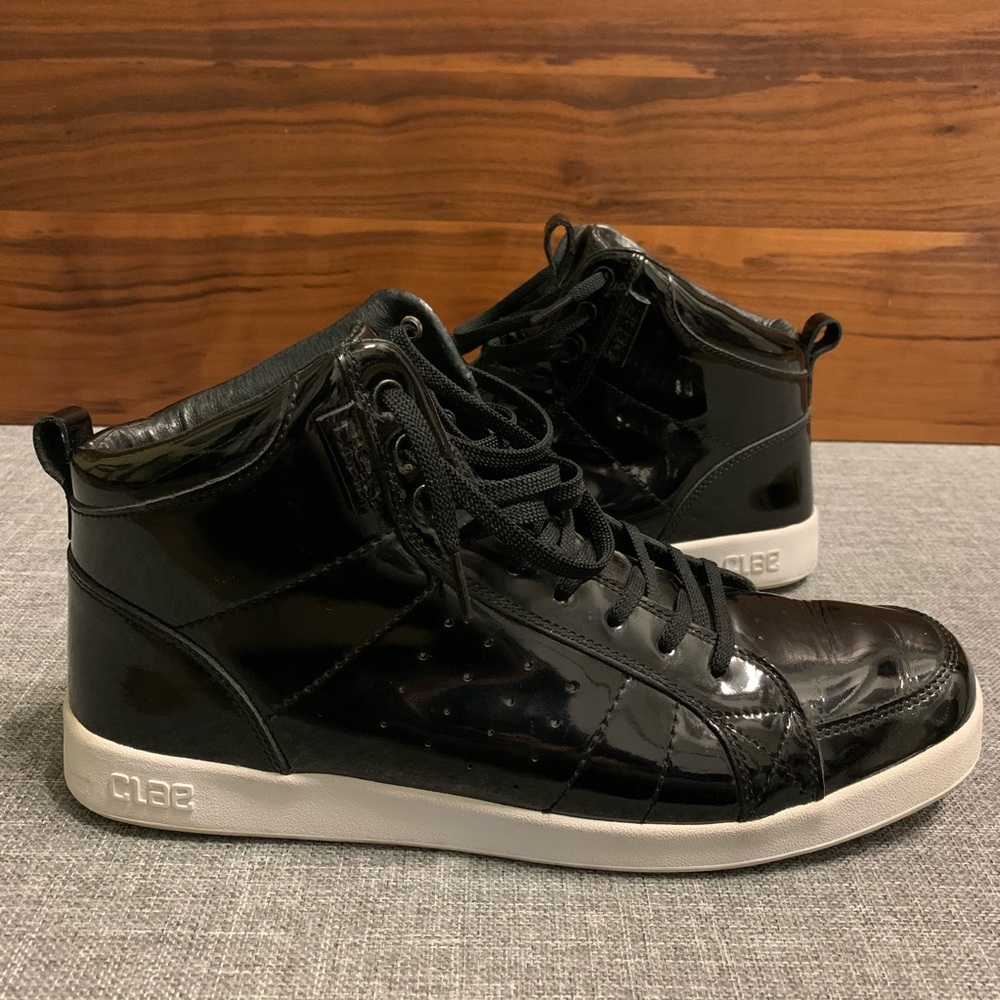 Clae Russell Sneaker black patent leather sz13